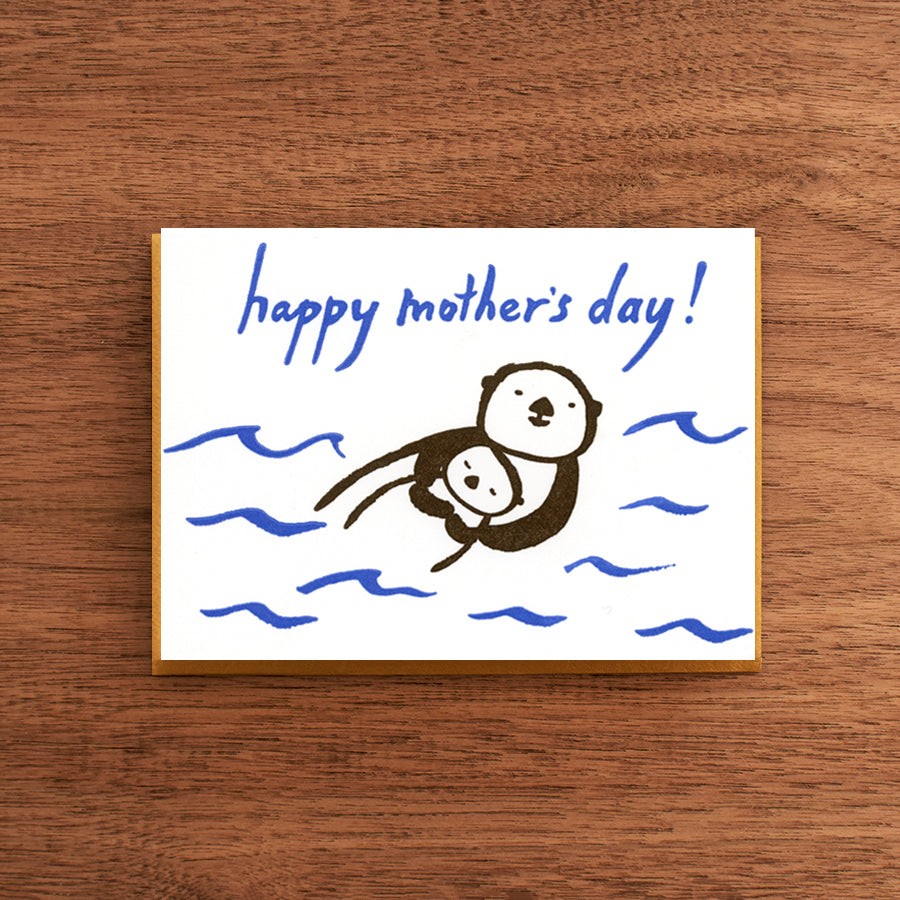 Letterpress Mother&#39;s Day Card:  Otter Mom and Pup