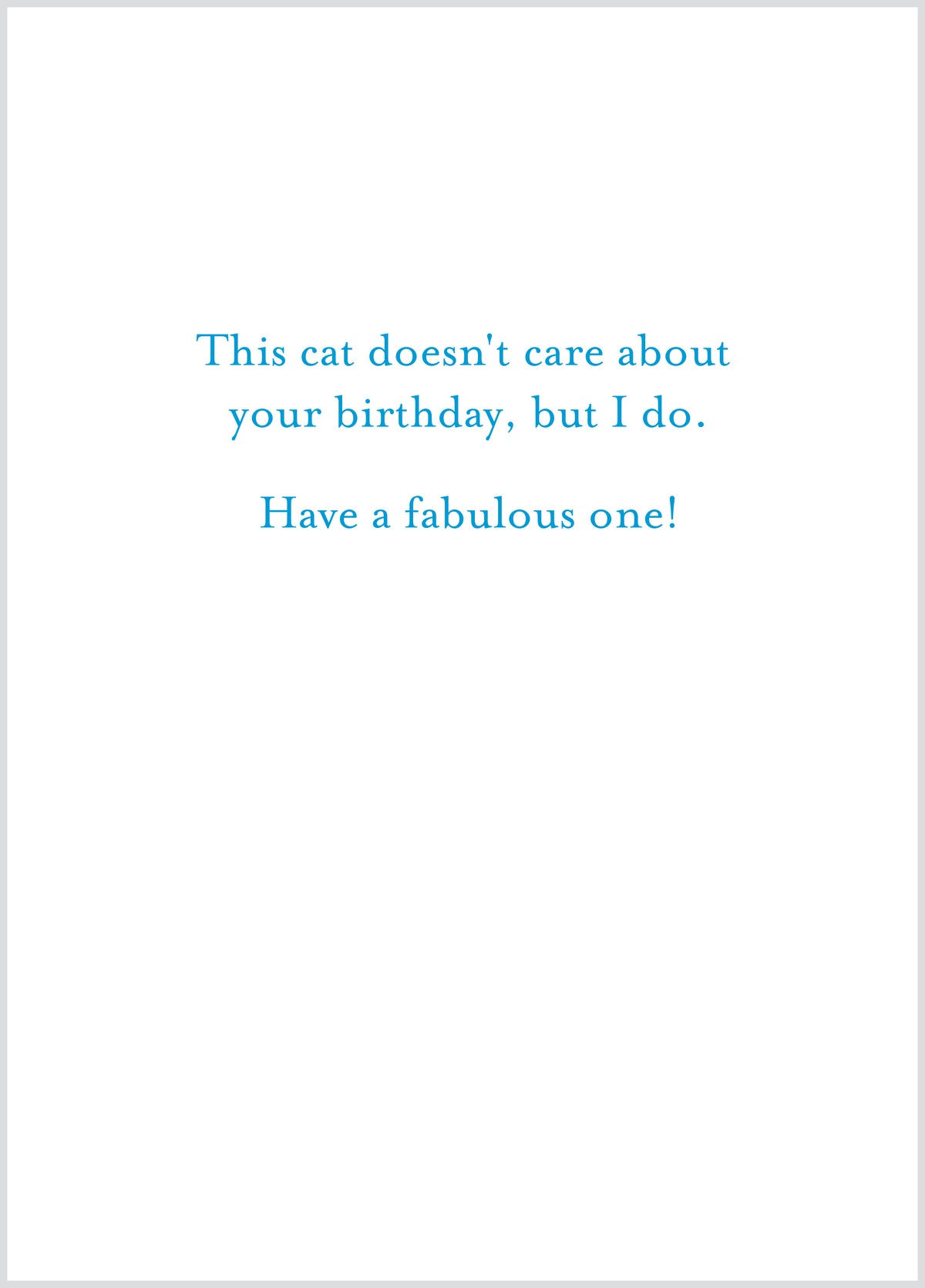 Cat Birthday Card:  Indifference