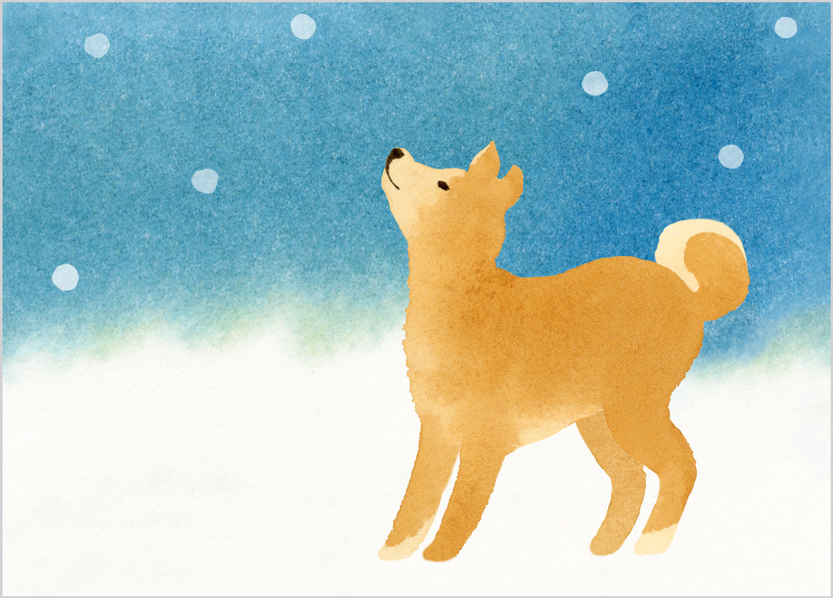 Holiday Card:  Akita in Snow