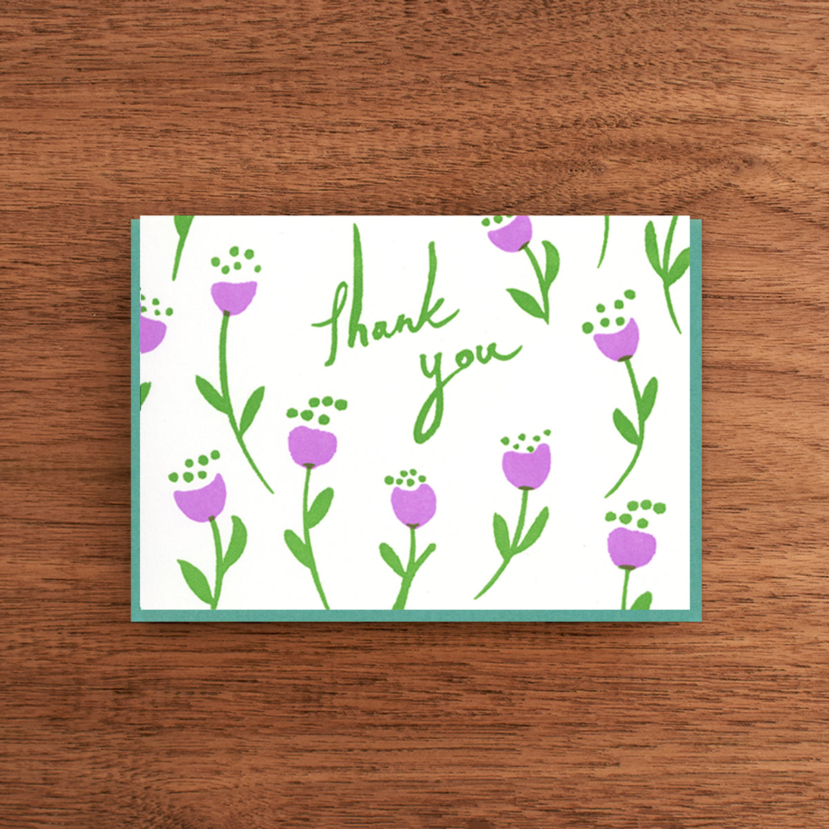 Letterpress Thank You Card:  Amethyst Flowers