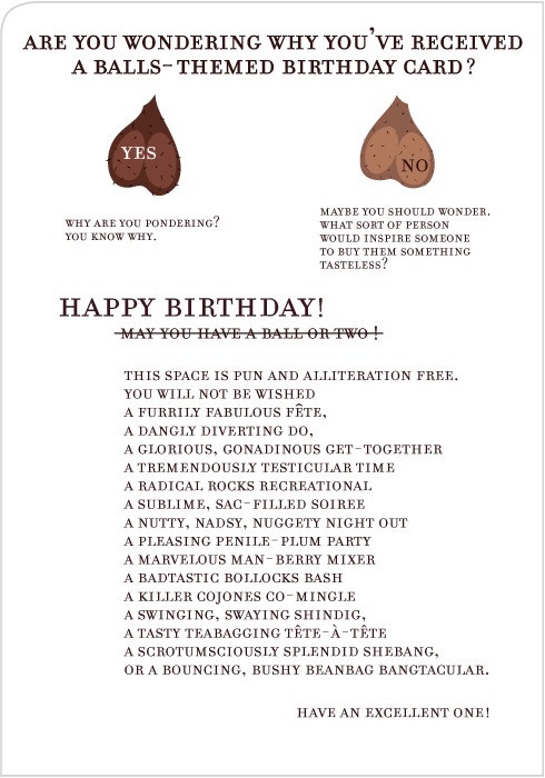 Balls Birthday Card