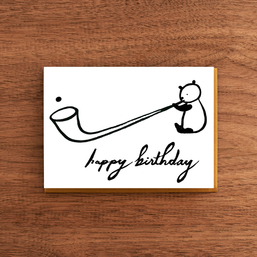 Letterpress Birthday Card:  Bear and Alpine Horn
