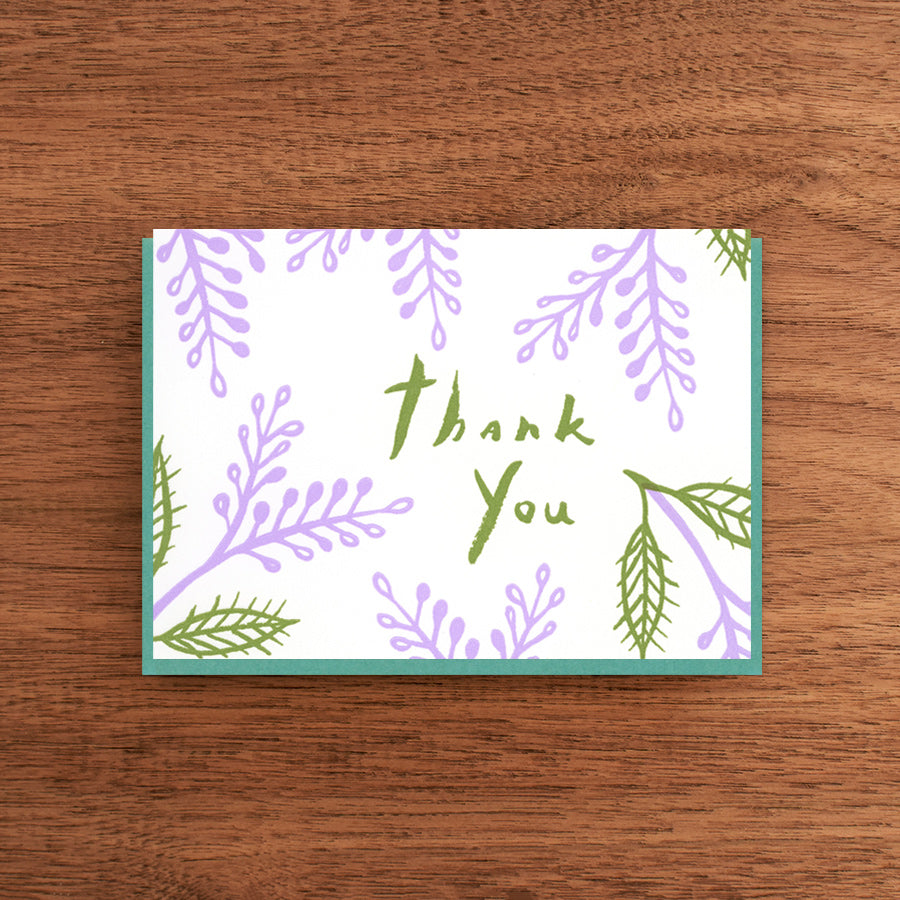 Letterpress Thank You Card:  Thistle Flowers