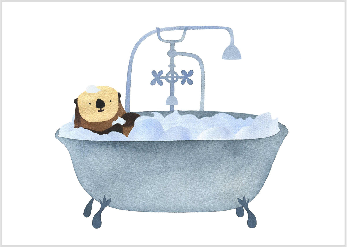 Otter Birthday Card:  Bathtub