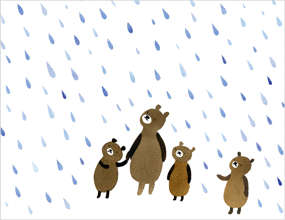 Bears in the Rain Birthday Card